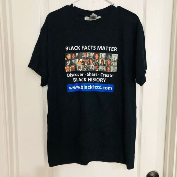 Black Facts Matter Men's T-Shirt‎ Short Sleeve Crew Neck Black Size Large NEW - Picture 1 of 4